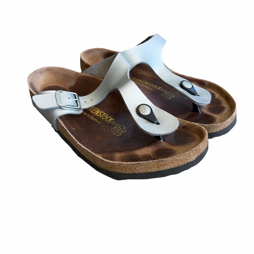 Birkenstock Metallic Silver Gizeh Thong Sandals - Picture 2 of 5